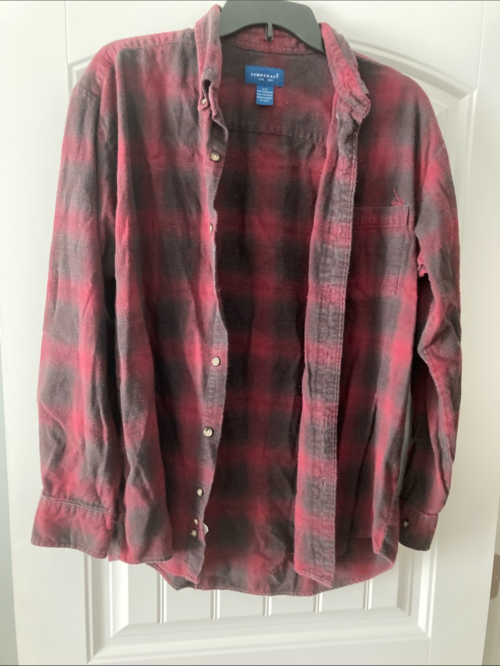 Towncraft Men’s Red and Black Plaid Button-Down Shirt